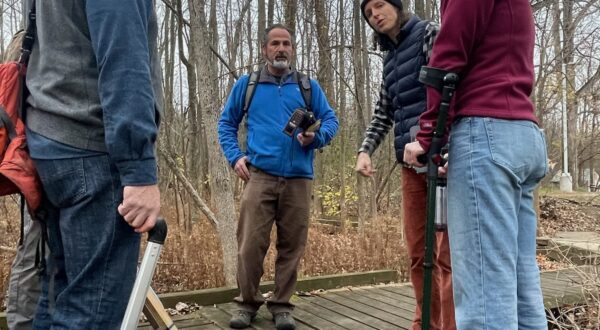 South Hero Land Trust staff and intern with Trail Accessibility Hub / Upper Valley Trails Alliance staff