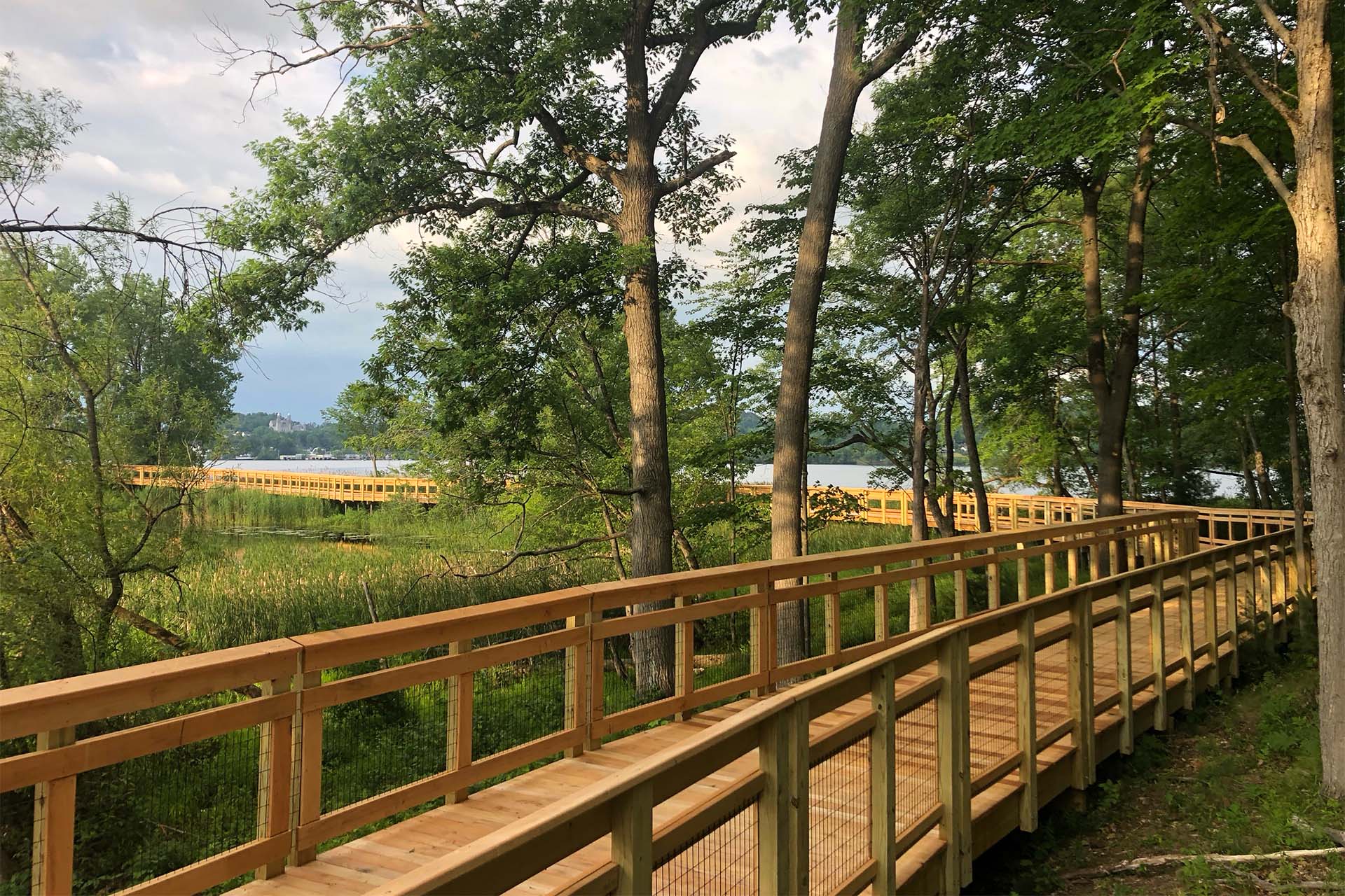 accessible lakeside wooden walkway