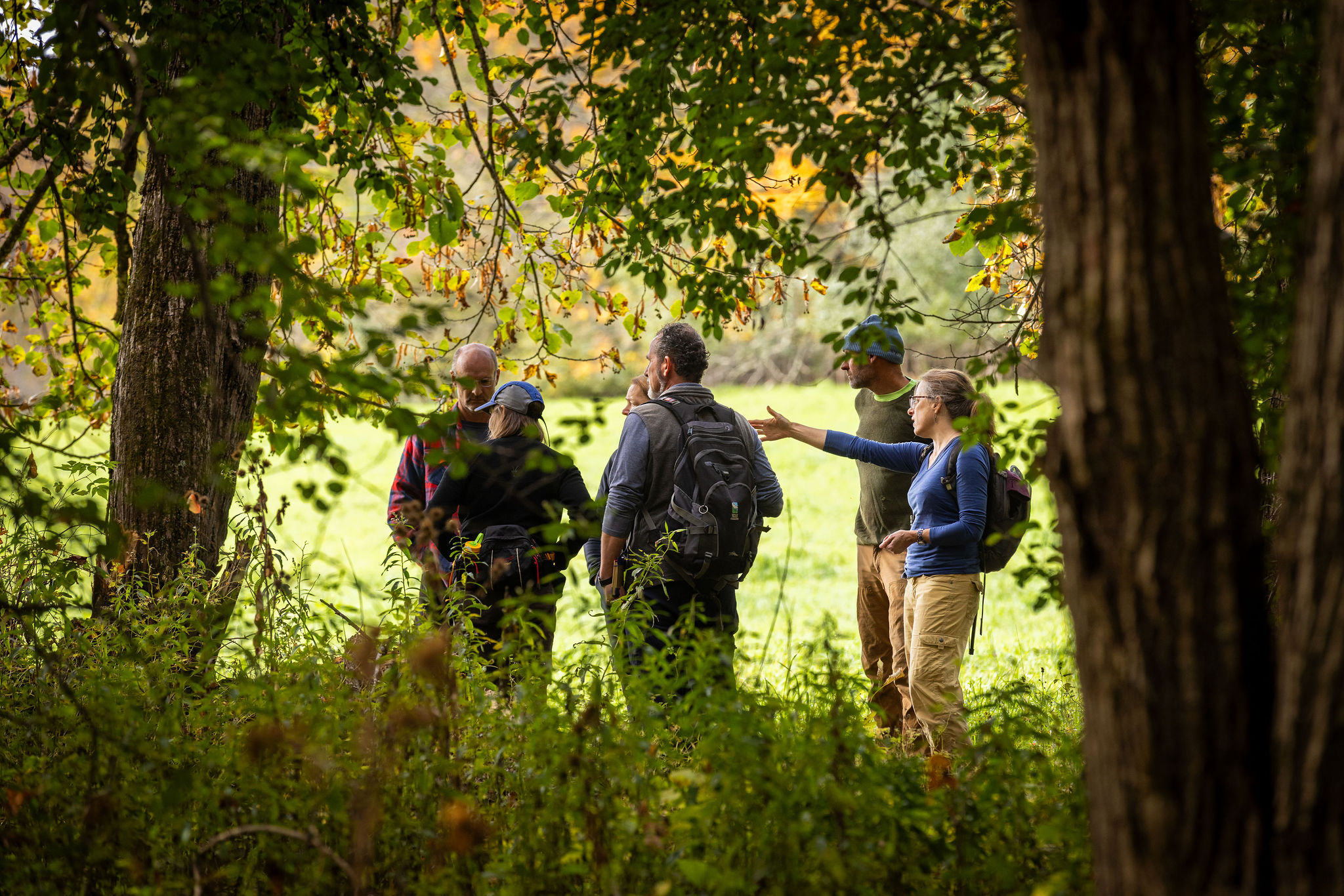 Group of people conducting a trail assessment