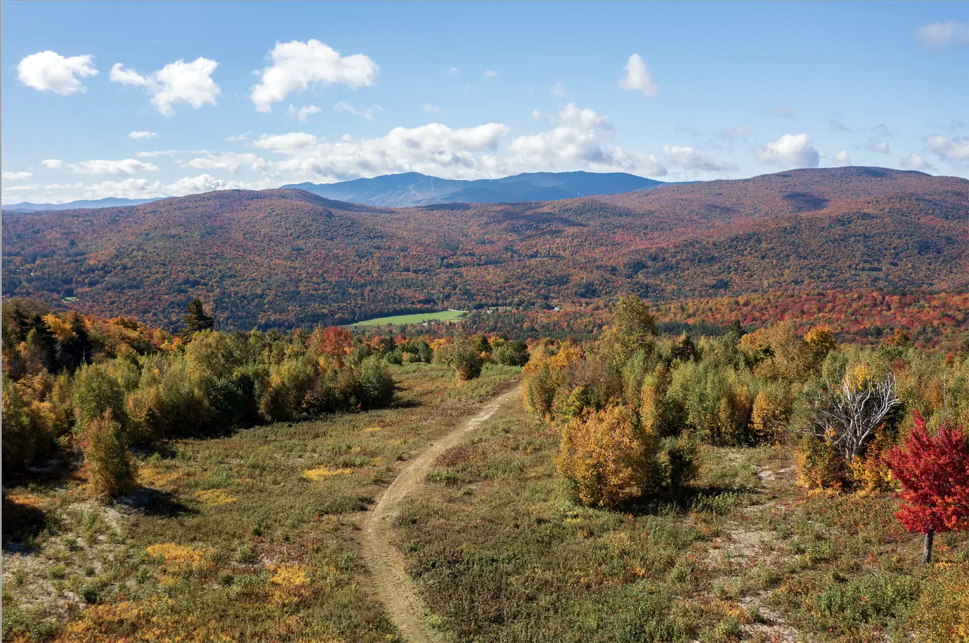 trail leading to vermont mountain range