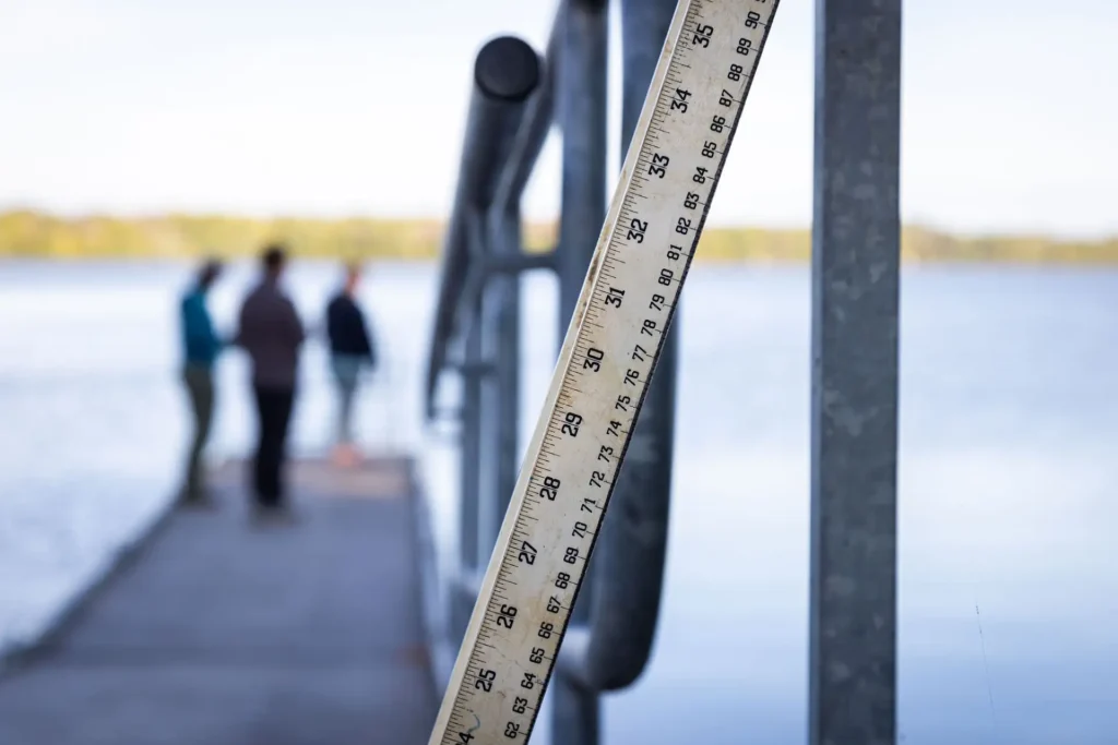ruler showing measurement of dock railing