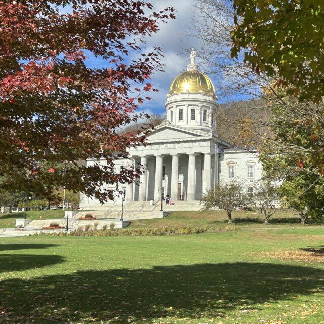 vermont statehouse in fall foliate